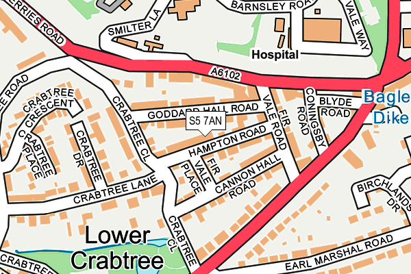 S5 7AN map - OS OpenMap – Local (Ordnance Survey)