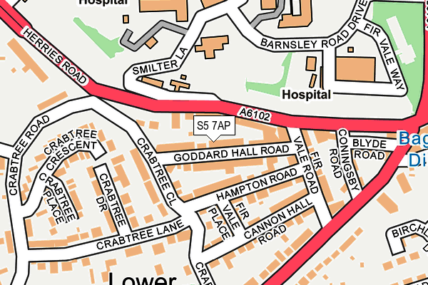 S5 7AP map - OS OpenMap – Local (Ordnance Survey)