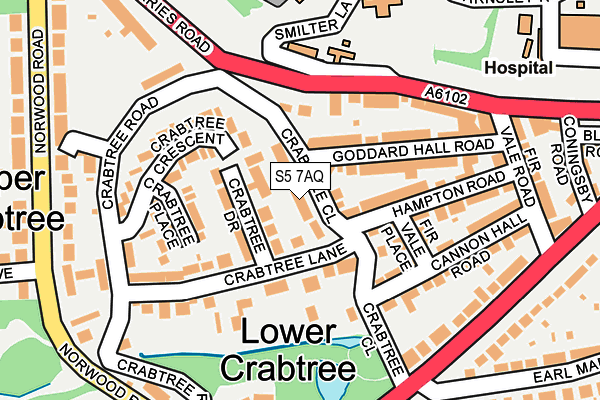 S5 7AQ map - OS OpenMap – Local (Ordnance Survey)