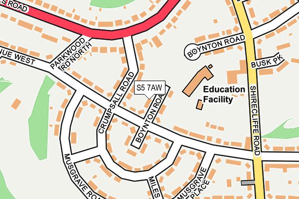 S5 7AW map - OS OpenMap – Local (Ordnance Survey)