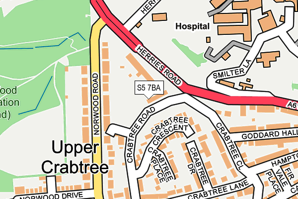 S5 7BA map - OS OpenMap – Local (Ordnance Survey)