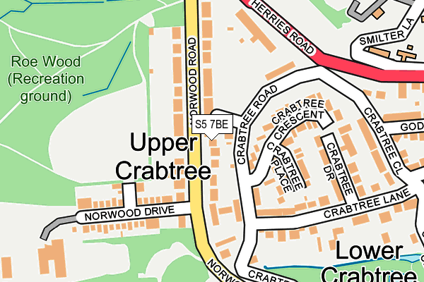 S5 7BE map - OS OpenMap – Local (Ordnance Survey)