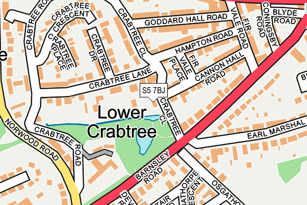 S5 7BJ map - OS OpenMap – Local (Ordnance Survey)