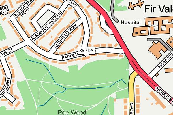 S5 7DA map - OS OpenMap – Local (Ordnance Survey)