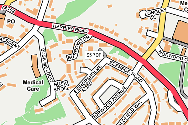 S5 7DF map - OS OpenMap – Local (Ordnance Survey)