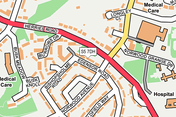 S5 7DH map - OS OpenMap – Local (Ordnance Survey)