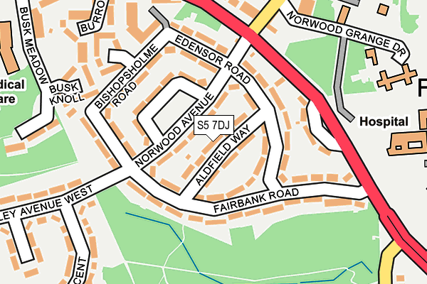 S5 7DJ map - OS OpenMap – Local (Ordnance Survey)