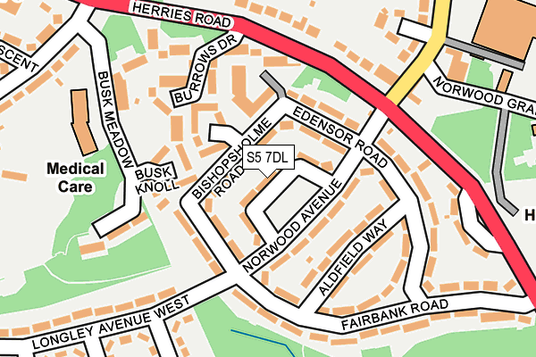 S5 7DL map - OS OpenMap – Local (Ordnance Survey)
