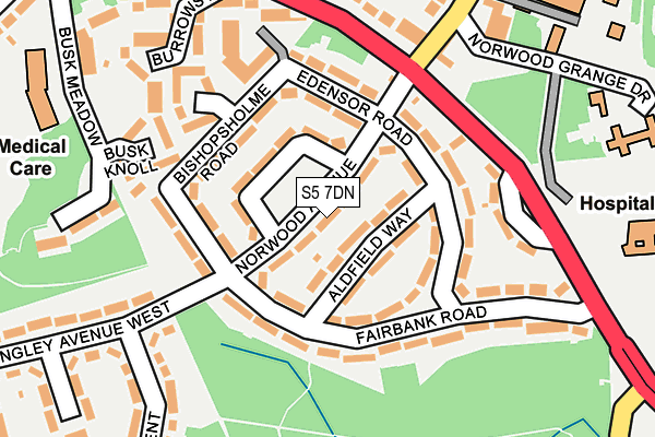 S5 7DN map - OS OpenMap – Local (Ordnance Survey)
