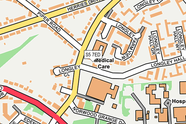 S5 7ED map - OS OpenMap – Local (Ordnance Survey)