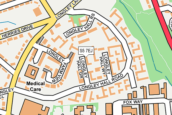 S5 7EJ map - OS OpenMap – Local (Ordnance Survey)