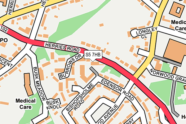 S5 7HB map - OS OpenMap – Local (Ordnance Survey)