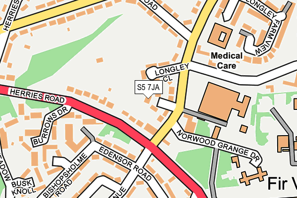 S5 7JA map - OS OpenMap – Local (Ordnance Survey)