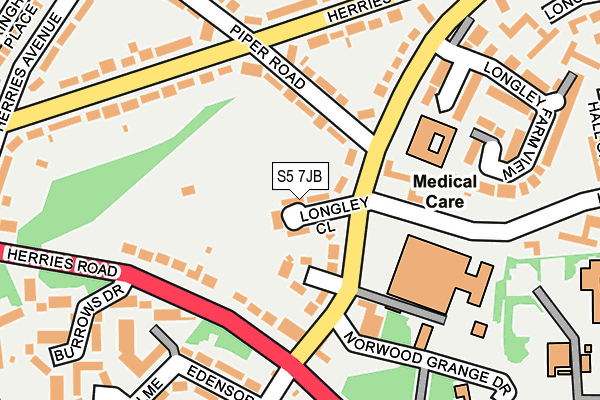 S5 7JB map - OS OpenMap – Local (Ordnance Survey)