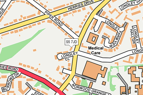 S5 7JD map - OS OpenMap – Local (Ordnance Survey)