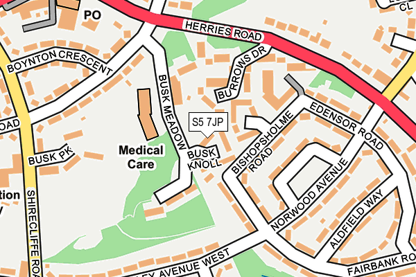 S5 7JP map - OS OpenMap – Local (Ordnance Survey)