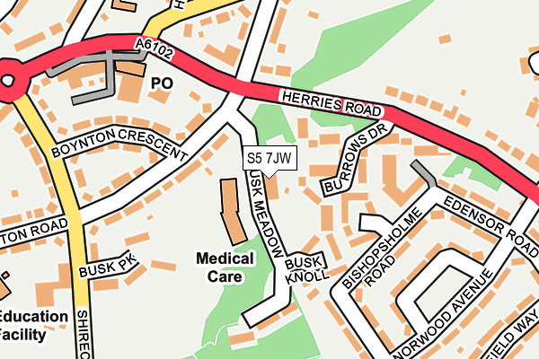 S5 7JW map - OS OpenMap – Local (Ordnance Survey)