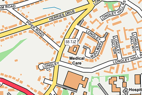 S5 7JZ map - OS OpenMap – Local (Ordnance Survey)