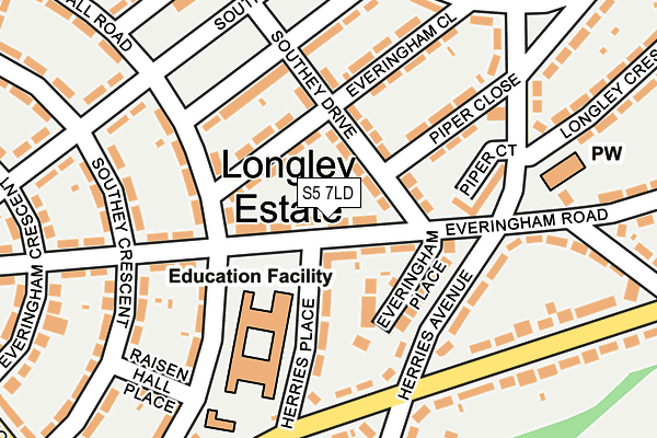 S5 7LD map - OS OpenMap – Local (Ordnance Survey)