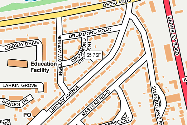 S5 7SF map - OS OpenMap – Local (Ordnance Survey)