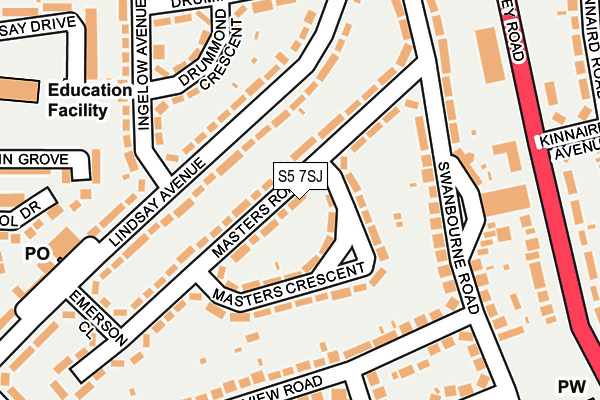 S5 7SJ map - OS OpenMap – Local (Ordnance Survey)