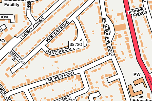 S5 7SQ map - OS OpenMap – Local (Ordnance Survey)