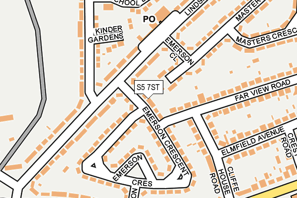 S5 7ST map - OS OpenMap – Local (Ordnance Survey)