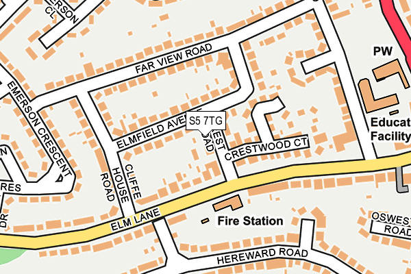 S5 7TG map - OS OpenMap – Local (Ordnance Survey)