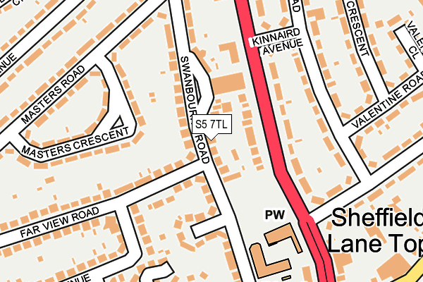 S5 7TL map - OS OpenMap – Local (Ordnance Survey)