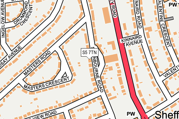S5 7TN map - OS OpenMap – Local (Ordnance Survey)