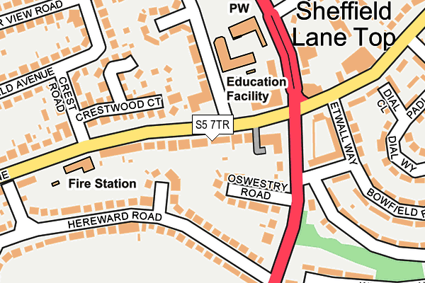 S5 7TR map - OS OpenMap – Local (Ordnance Survey)