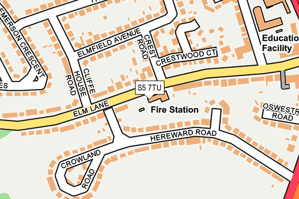 S5 7TU map - OS OpenMap – Local (Ordnance Survey)