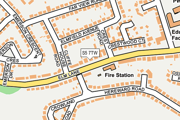 S5 7TW map - OS OpenMap – Local (Ordnance Survey)