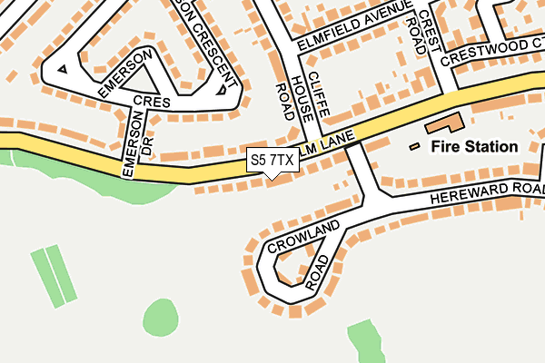 S5 7TX map - OS OpenMap – Local (Ordnance Survey)