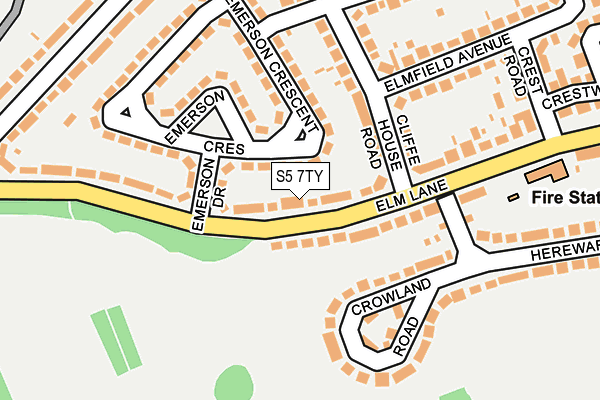 S5 7TY map - OS OpenMap – Local (Ordnance Survey)