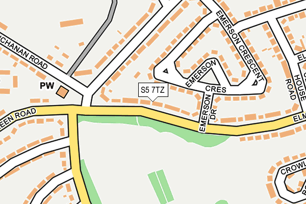 S5 7TZ map - OS OpenMap – Local (Ordnance Survey)