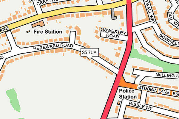 S5 7UA map - OS OpenMap – Local (Ordnance Survey)