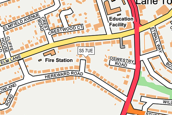 S5 7UE map - OS OpenMap – Local (Ordnance Survey)