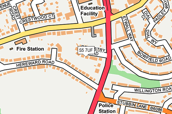 S5 7UF map - OS OpenMap – Local (Ordnance Survey)