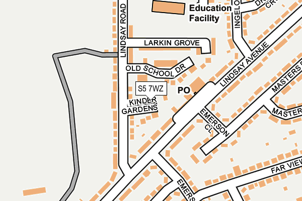 S5 7WZ map - OS OpenMap – Local (Ordnance Survey)