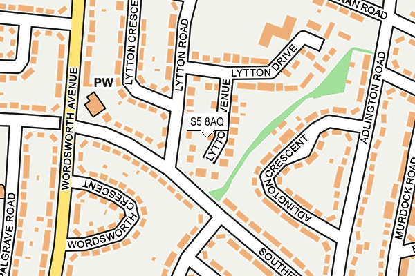 S5 8AQ map - OS OpenMap – Local (Ordnance Survey)