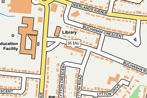 S5 8AU map - OS OpenMap – Local (Ordnance Survey)