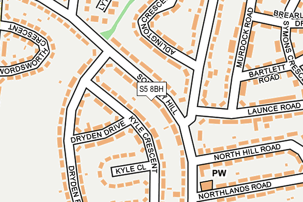 S5 8BH map - OS OpenMap – Local (Ordnance Survey)