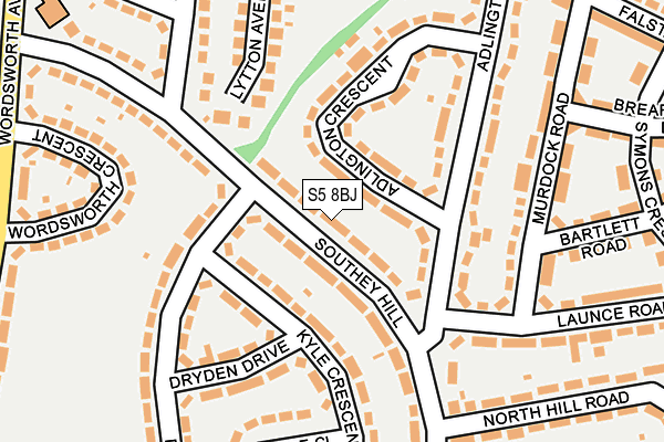 S5 8BJ map - OS OpenMap – Local (Ordnance Survey)