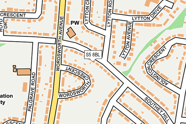 S5 8BL map - OS OpenMap – Local (Ordnance Survey)