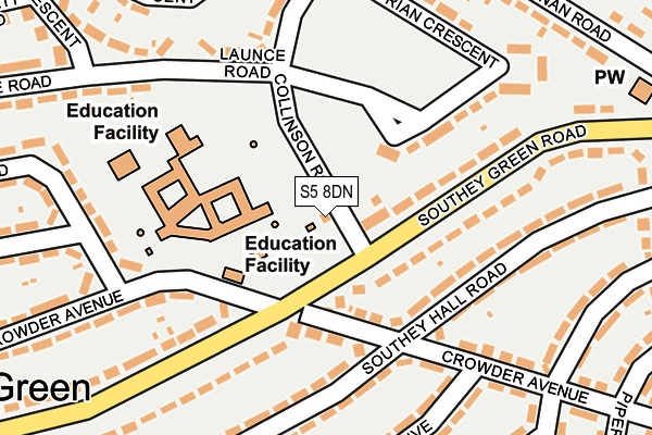 S5 8DN map - OS OpenMap – Local (Ordnance Survey)