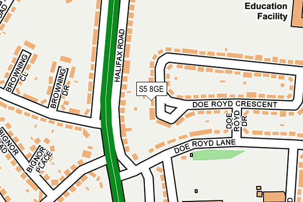 S5 8GE map - OS OpenMap – Local (Ordnance Survey)