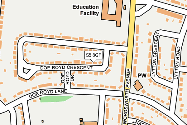 S5 8GF map - OS OpenMap – Local (Ordnance Survey)