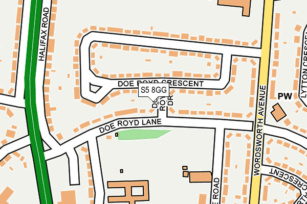 S5 8GG map - OS OpenMap – Local (Ordnance Survey)
