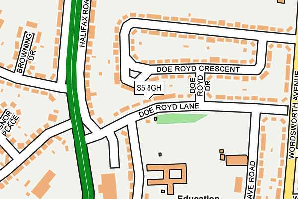 S5 8GH map - OS OpenMap – Local (Ordnance Survey)